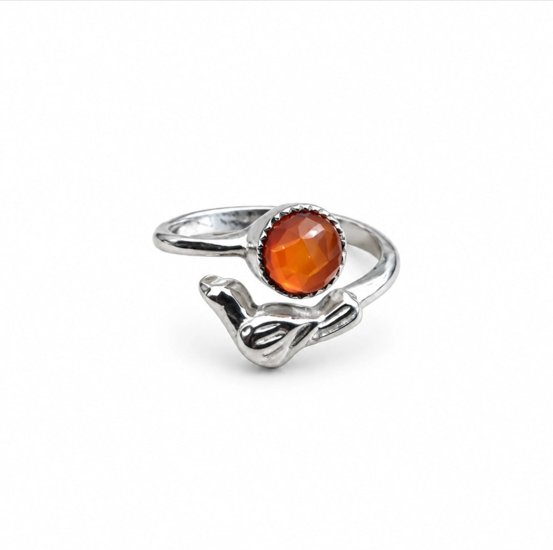Carnelian Ring With Bird Detailing