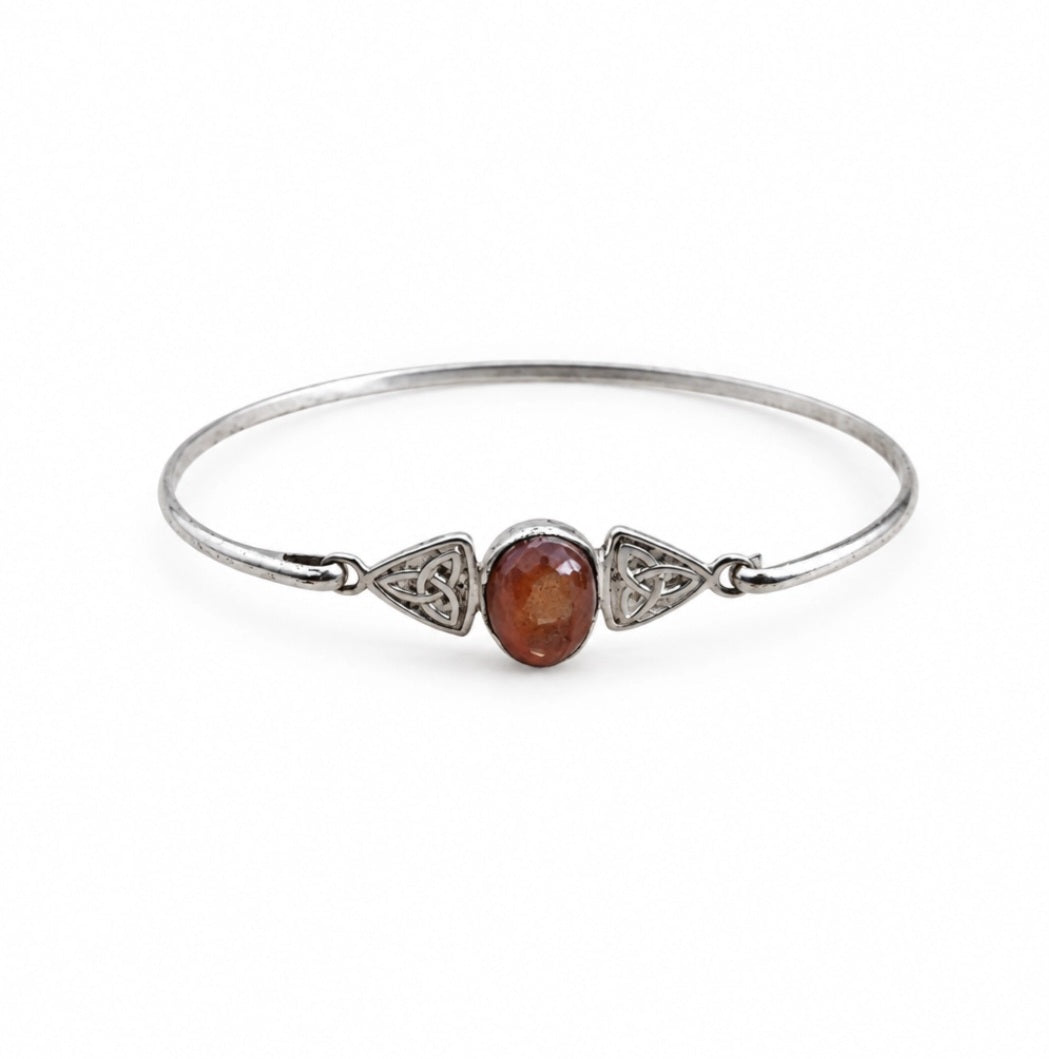 Carnelian and Sterling Silver Triquetra Bracelet