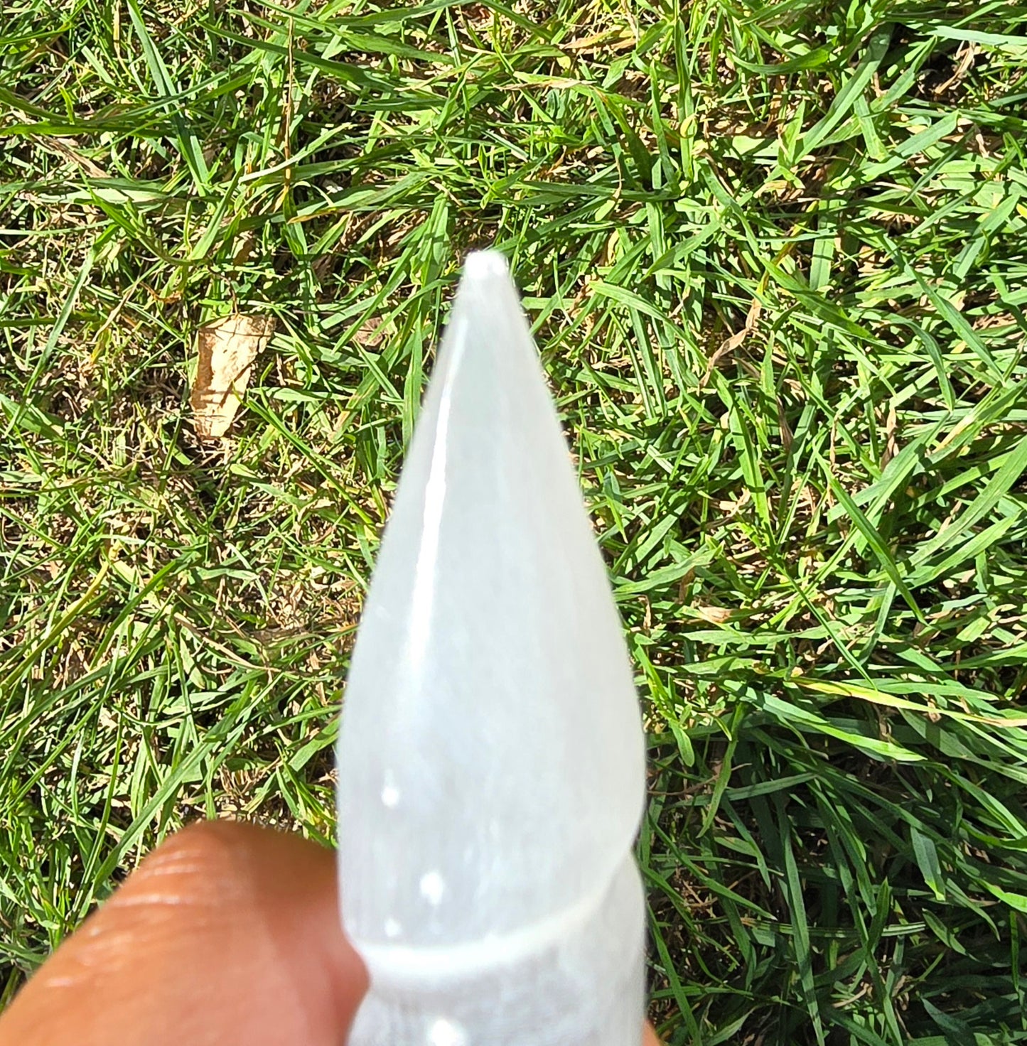 Selenite double pointed twisted wand