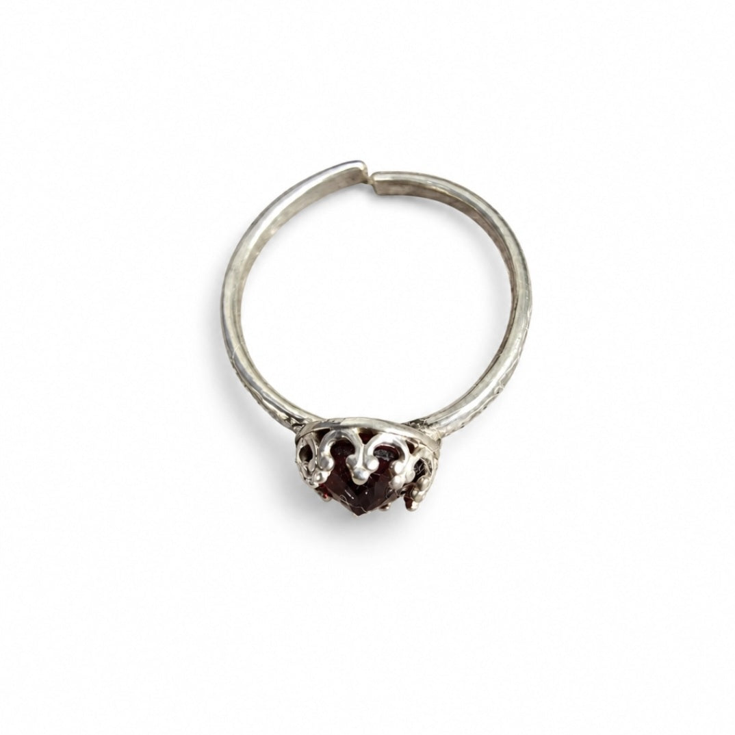 Garnet Ring With Crown Setting