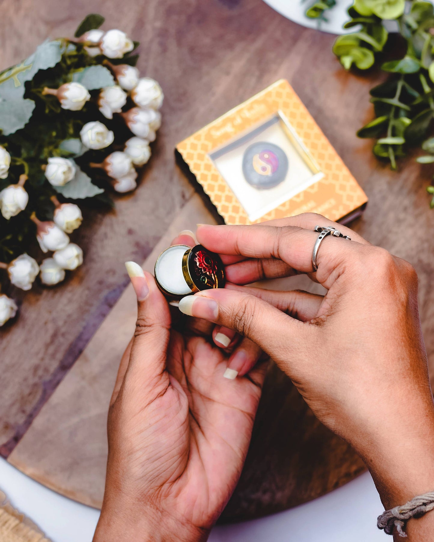 Packaged Solid Perfume in Brass Jar- Jasmine