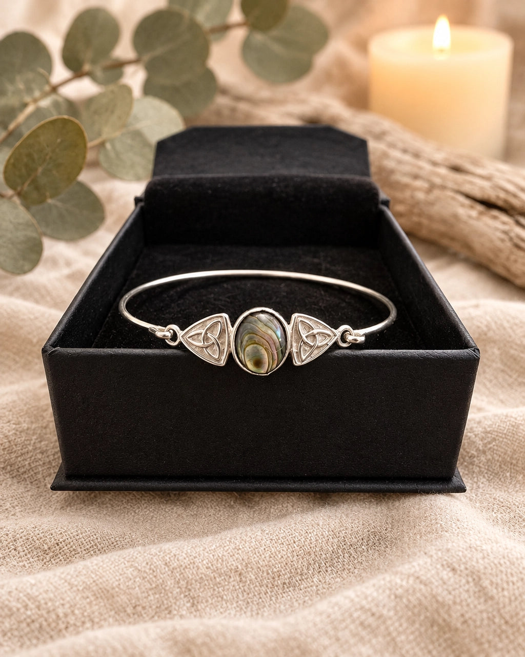 Abalone and Sterling Silver Triquetra Bracelet