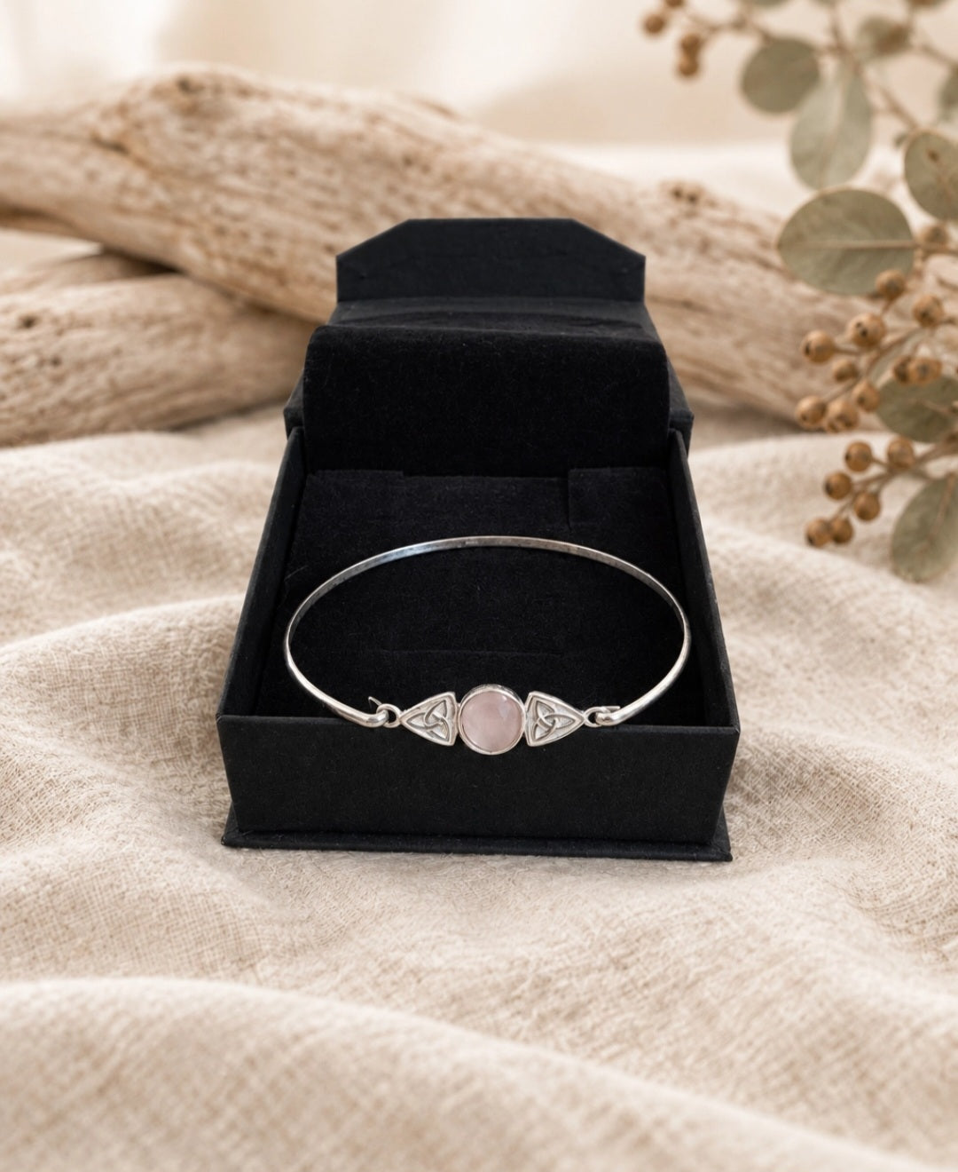 Moonstone and Sterling Silver Triquetra Bracelet