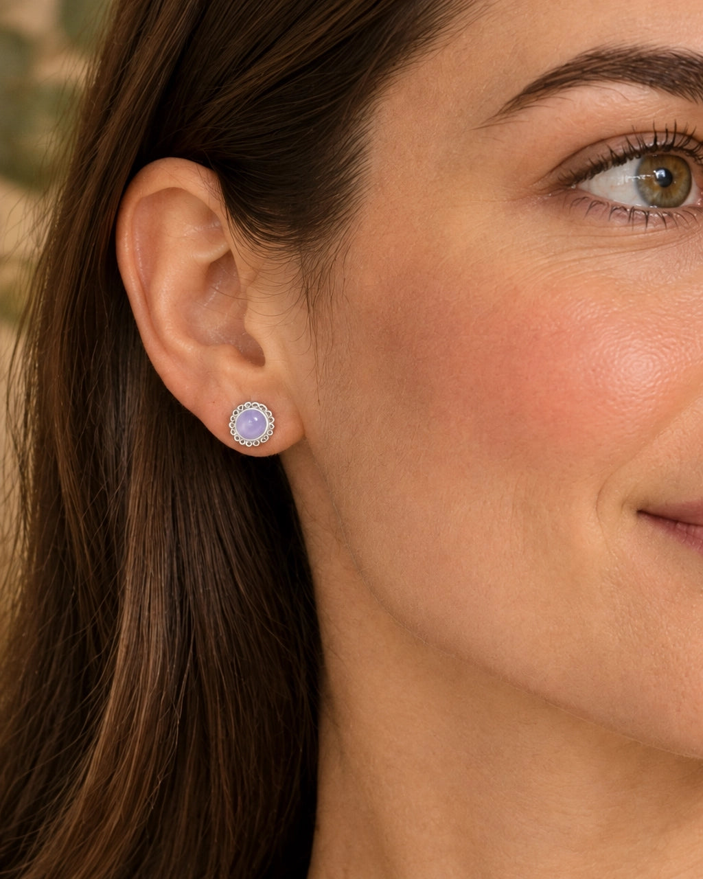 Amethyst and Sterling Silver Stud Earrings