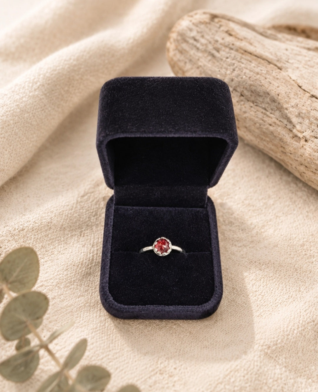 Garnet Ring With Crown Setting