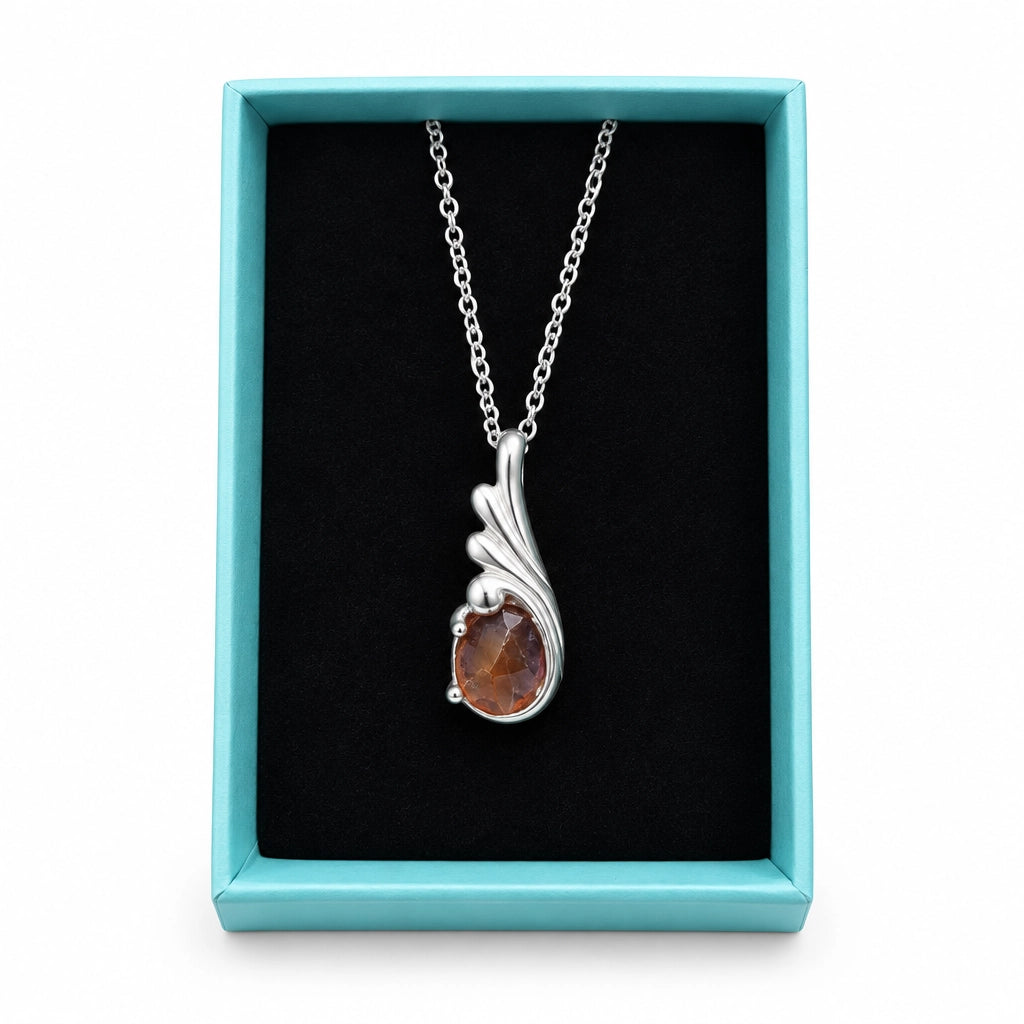 Carnelian and Sterling Silver Feather Necklace