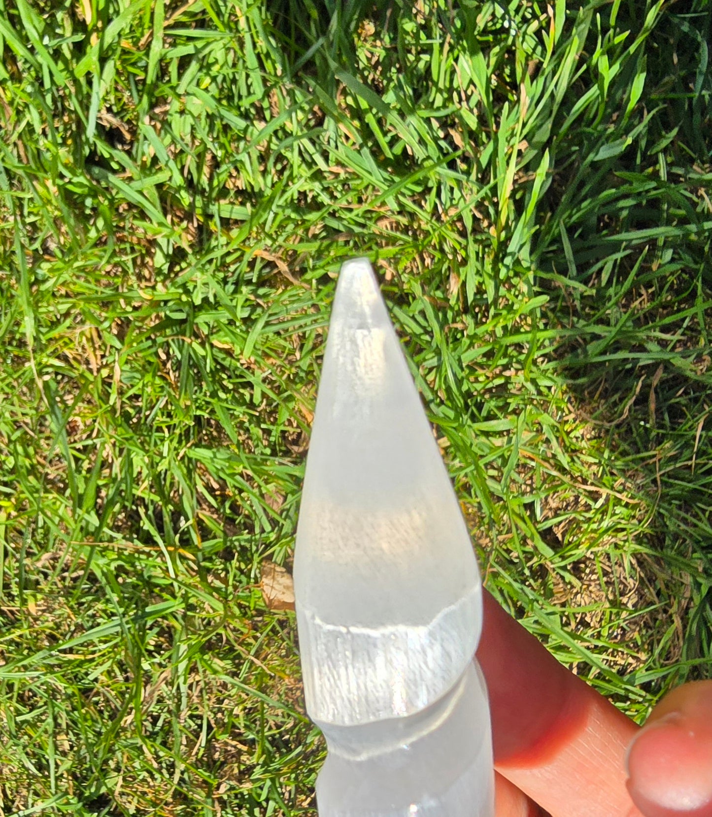 Selenite double pointed twisted wand