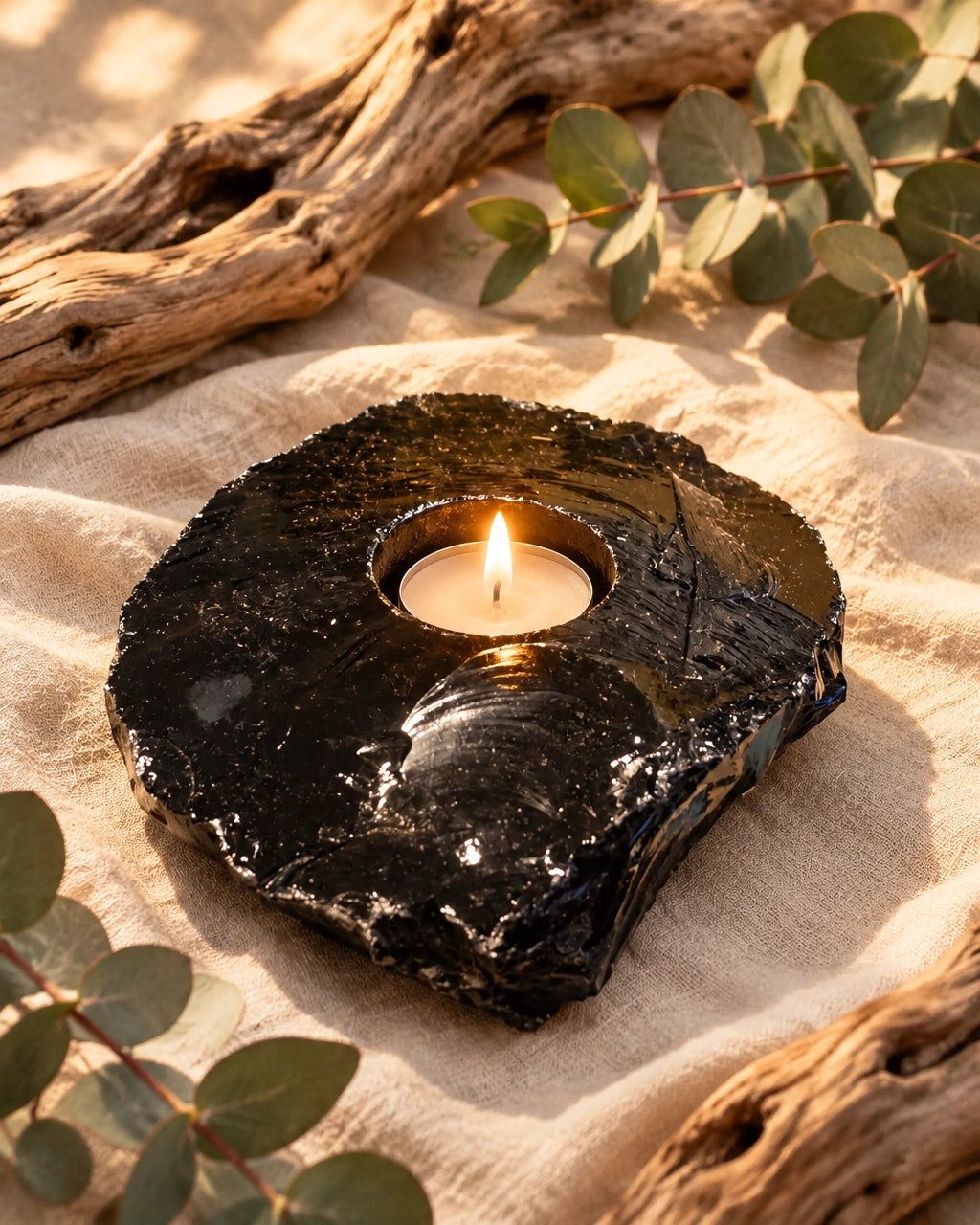 Black Obsidian Tealight Holder