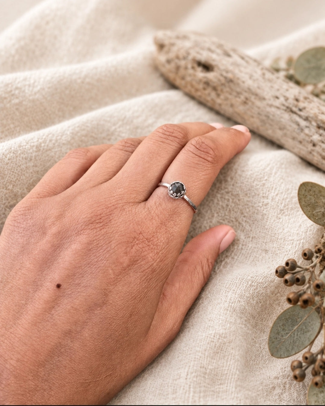Labradorite Ring With Crown Setting