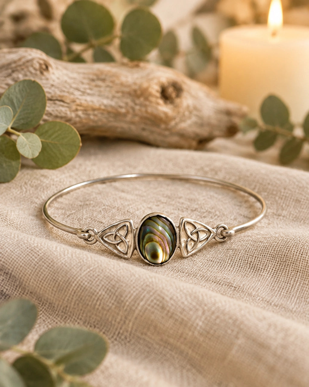 Abalone and Sterling Silver Triquetra Bracelet