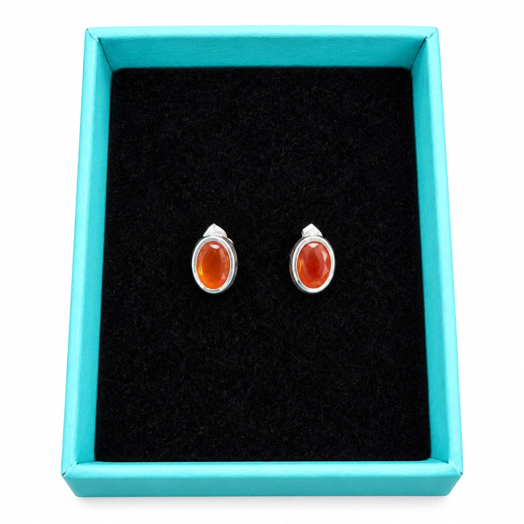 Carnelian and Sterling Silver Stud Earrings