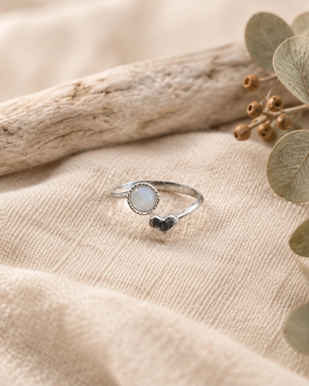Opal Ring With Heart Detail