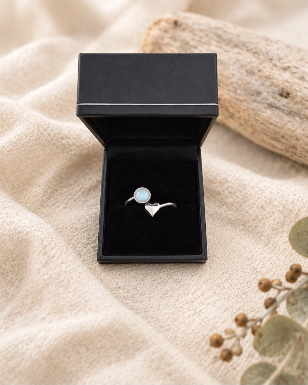 Opal Ring With Heart Detail