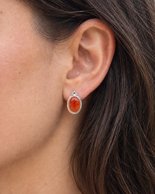 Carnelian and Sterling Silver Stud Earrings