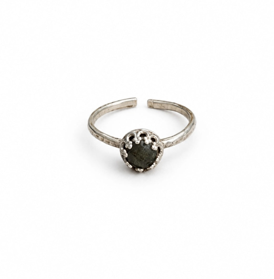 Labradorite Ring With Crown Setting