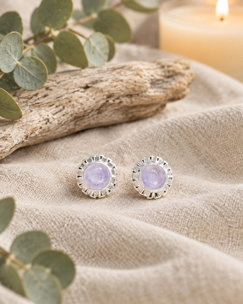Amethyst and Sterling Silver Stud Earrings