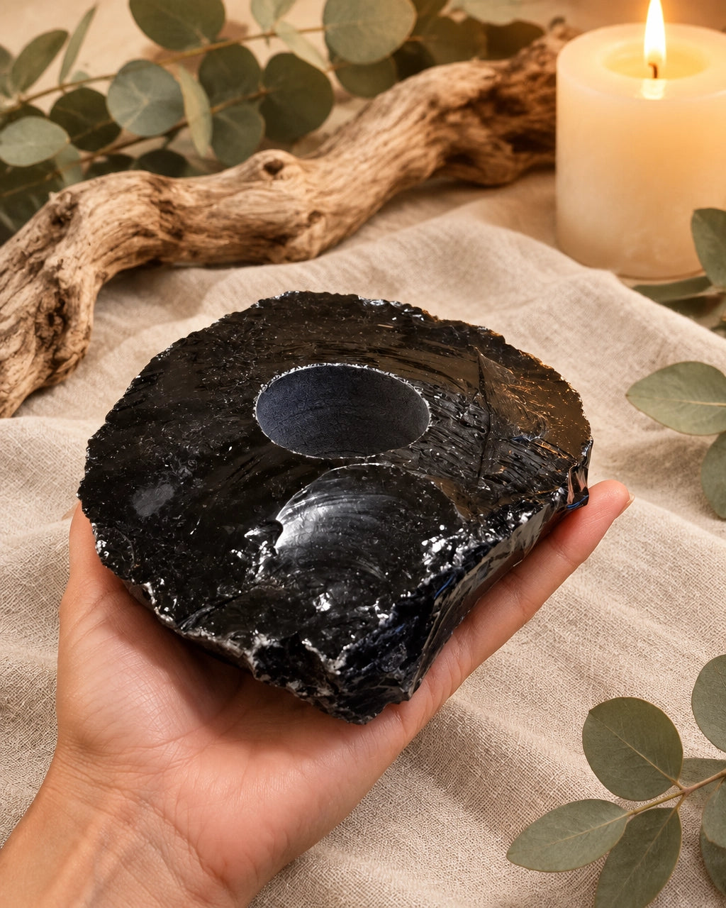 Black Obsidian Tealight Holder