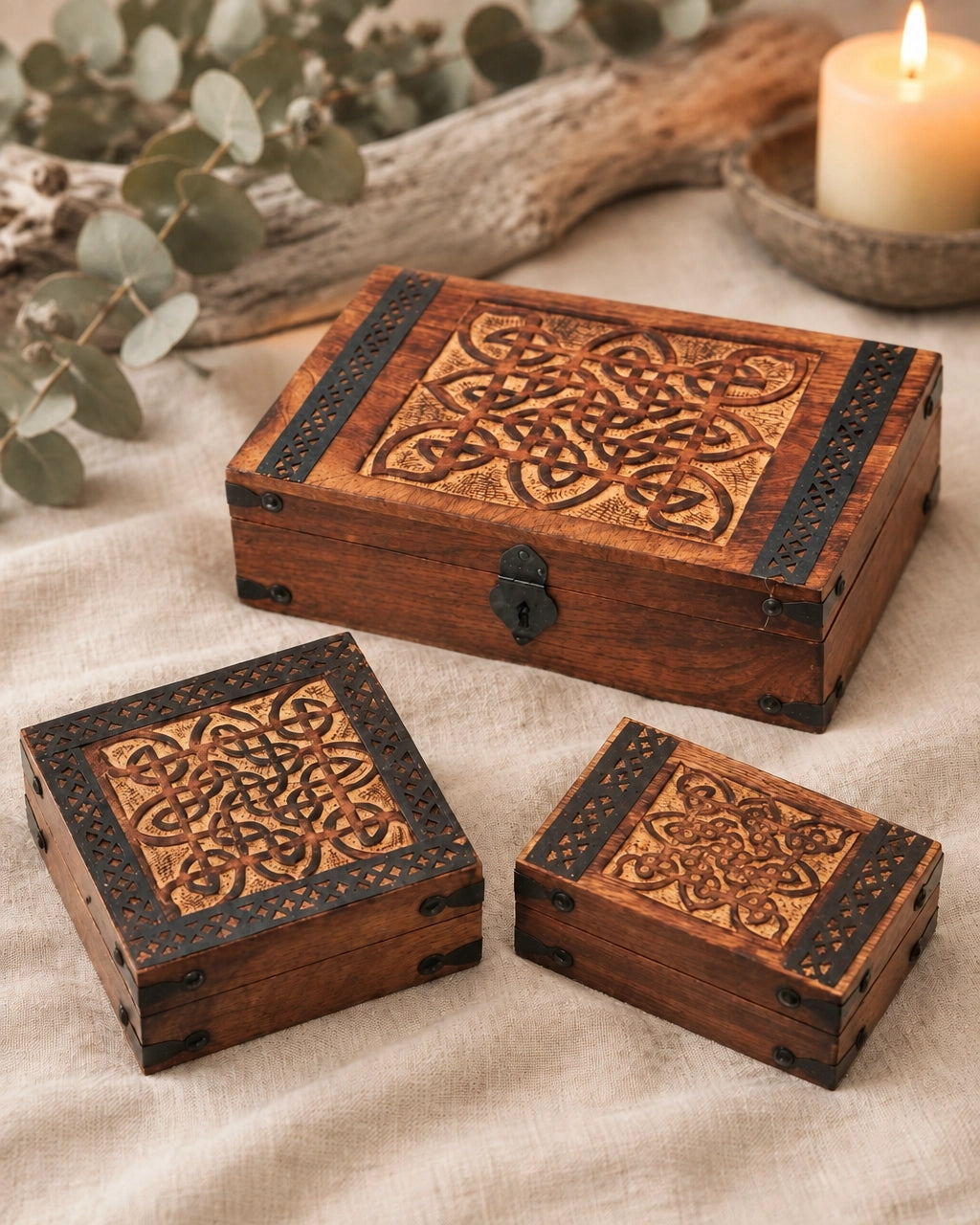 Celtic Knot Design Wood Boxes