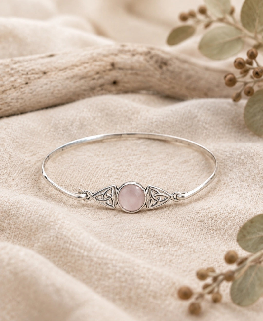 Moonstone and Sterling Silver Triquetra Bracelet