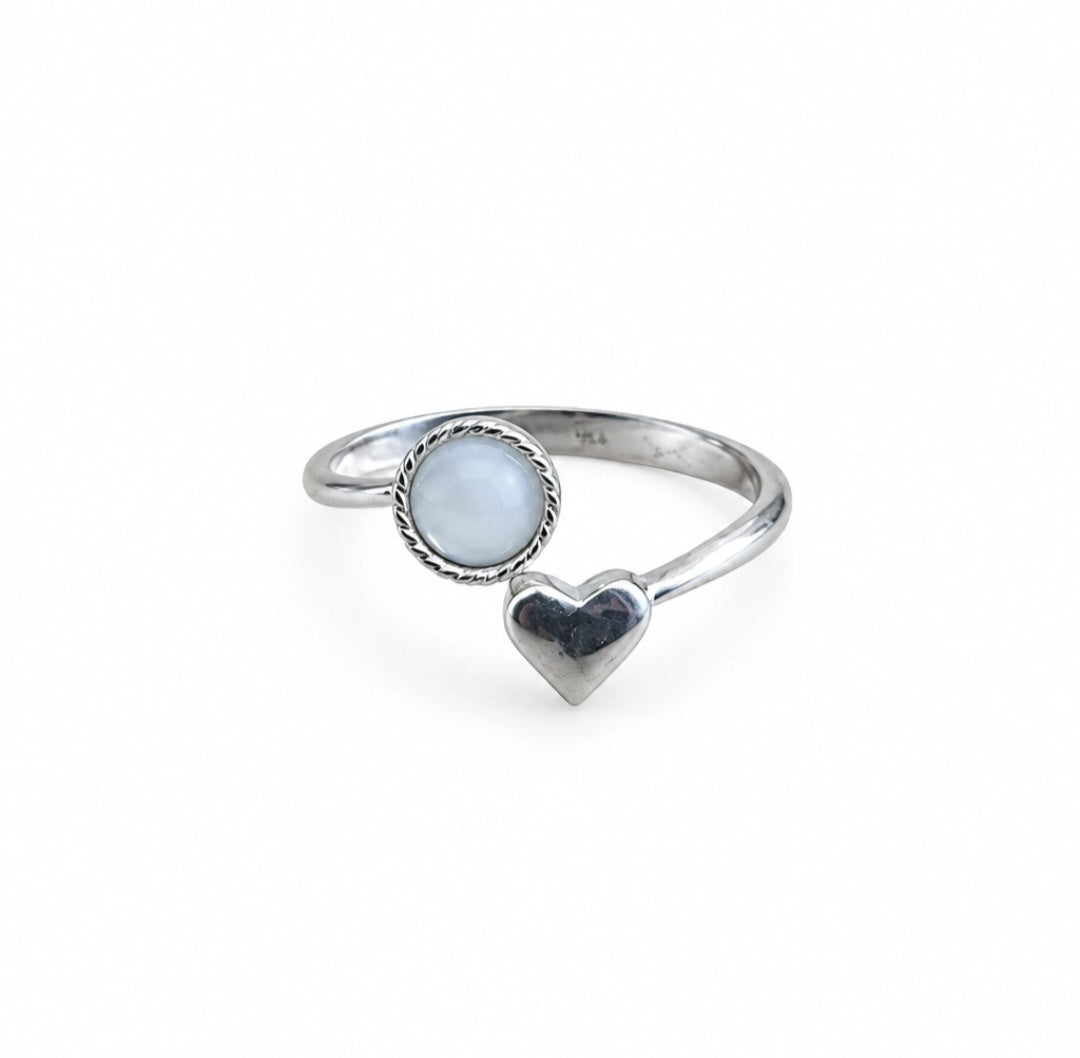 Opal Ring With Heart Detail