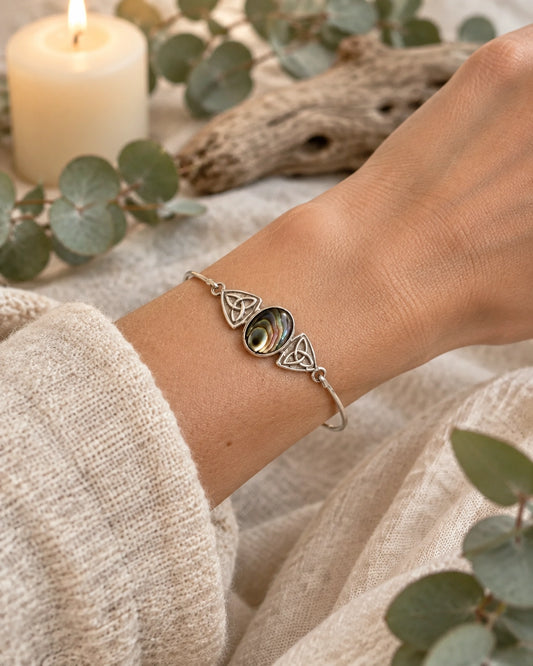 Abalone and Sterling Silver Triquetra Bracelet