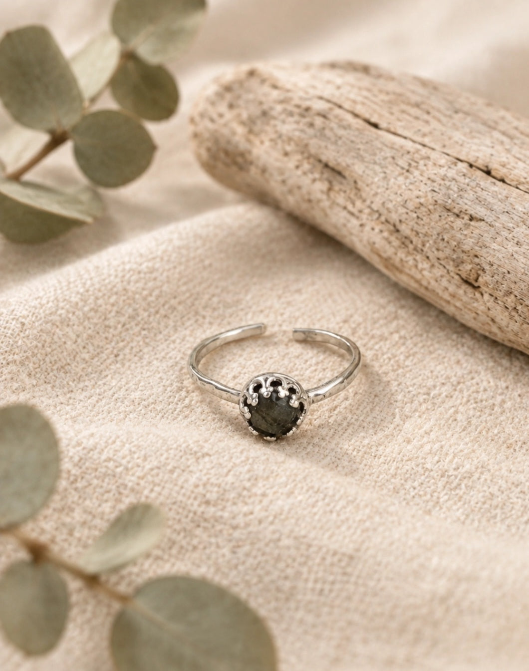Labradorite Ring With Crown Setting