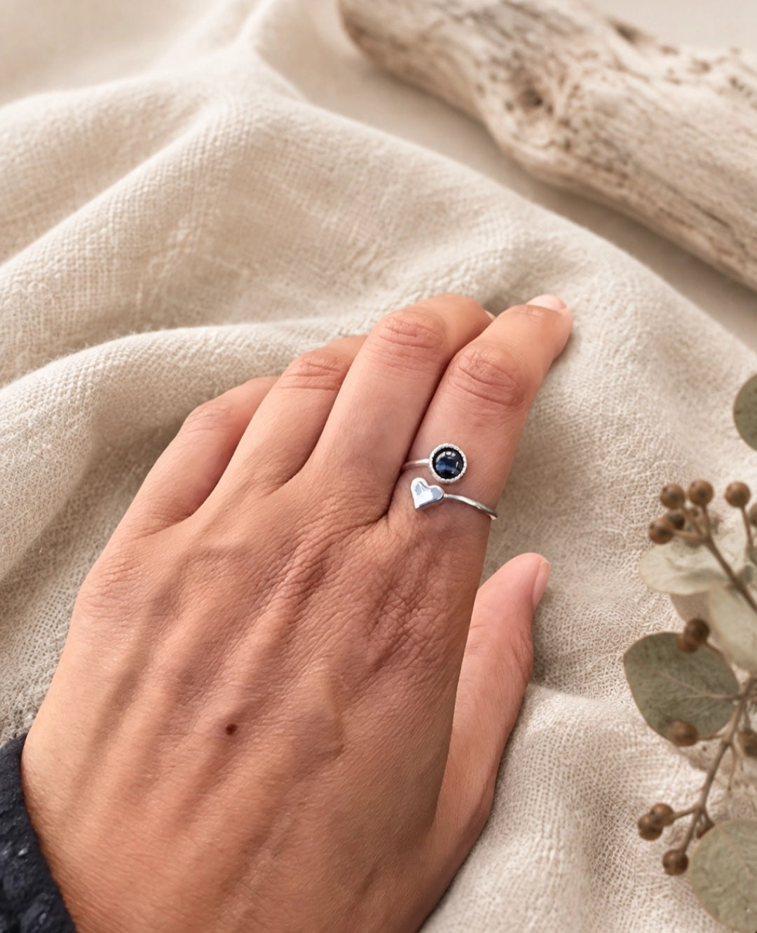 Banded Onyx Ring With Heart Detail