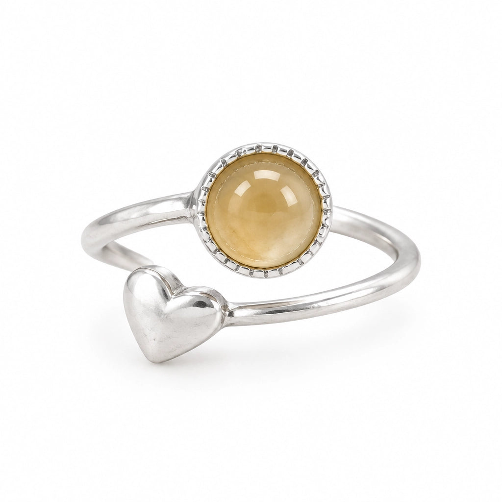Citrine Ring With Heart Detail