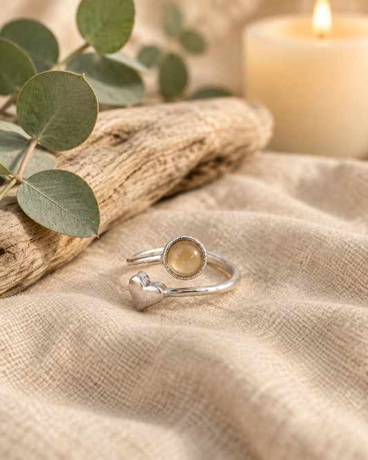Citrine Ring With Heart Detail