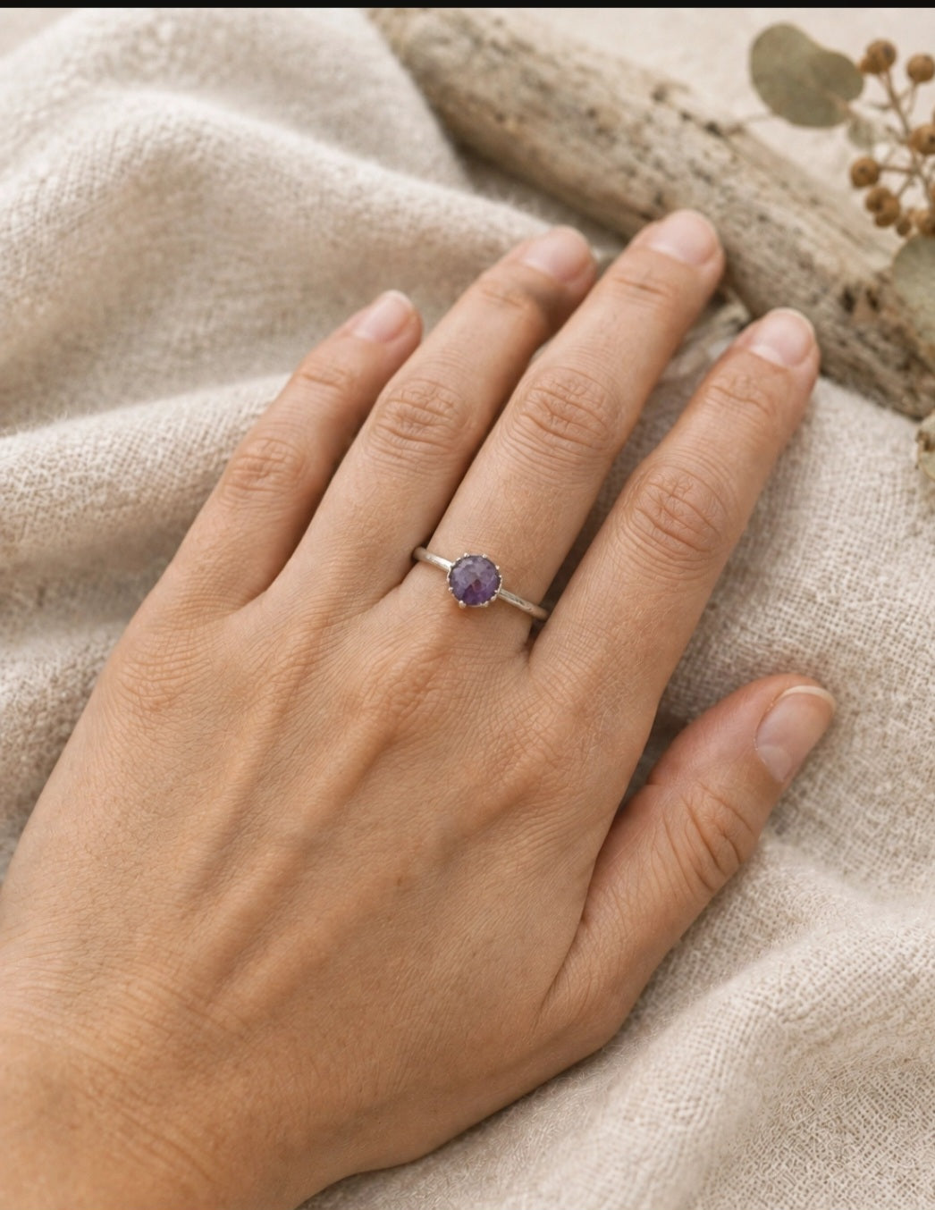 Amethyst and Sterling Silver Ring