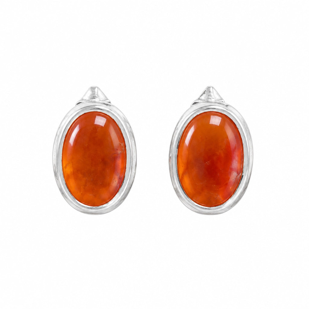 Carnelian and Sterling Silver Stud Earrings