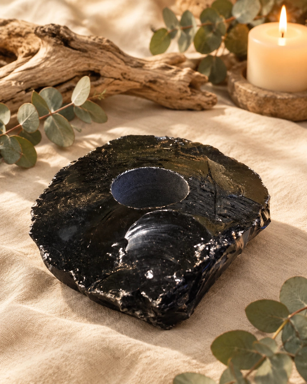 Black Obsidian Tealight Holder