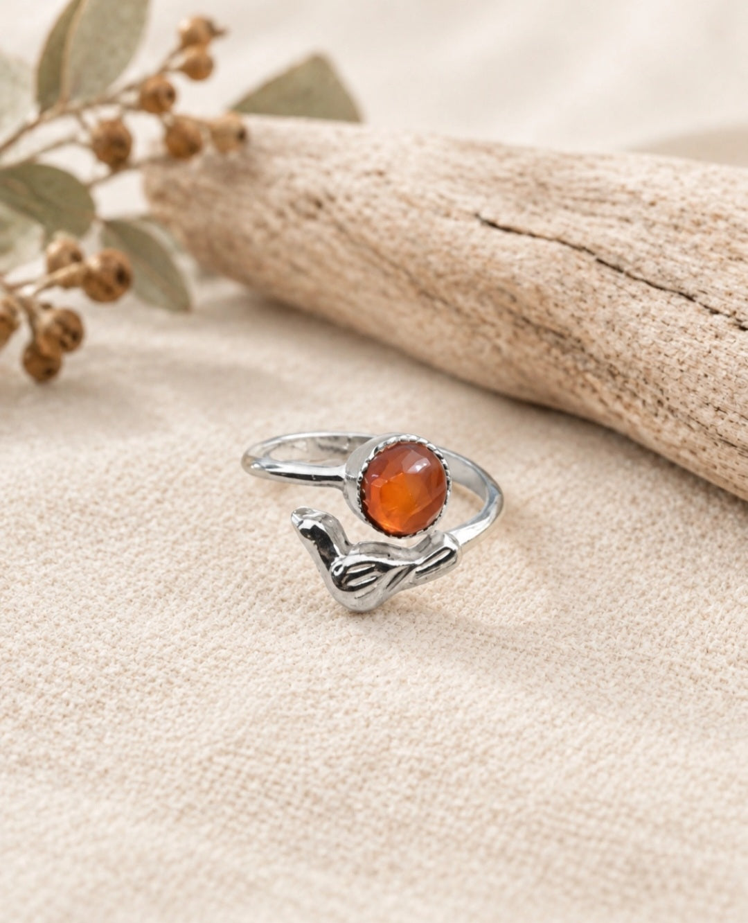 Carnelian Ring With Bird Detailing
