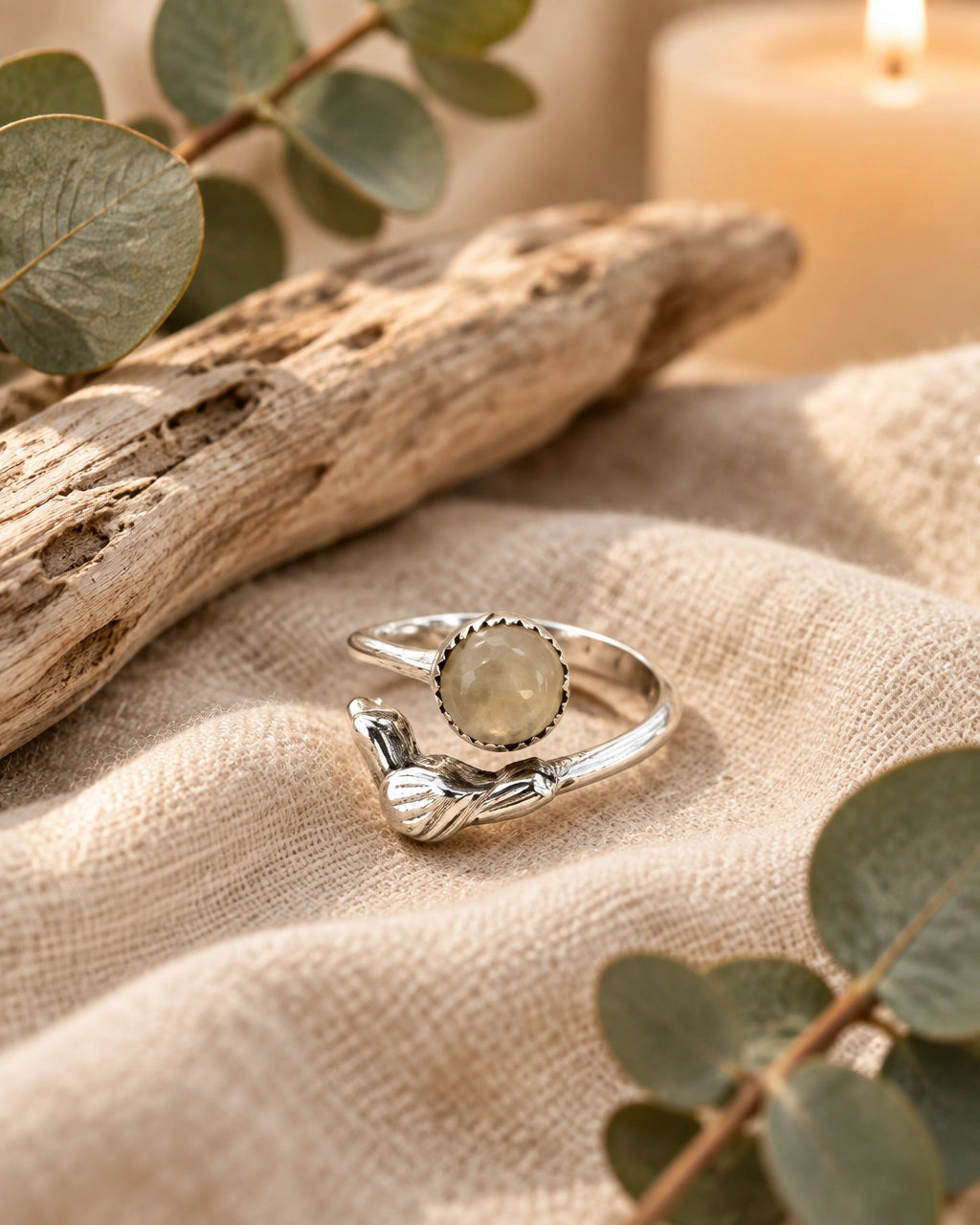 Labradorite Ring With Bird Detailing